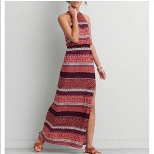 American Eagle Soft n Sexy Boho print high neck maxi dress